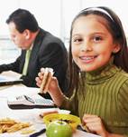 Take Your Daughter to Work Day, © Jack Hollingsworth/Corbis, RF, 2, 40s adult, 45-50 years, 50-55 years, 50s adult, Access, Adults, Business, Businessmen, Businesspeople, Busy, Communications, Computer, Computer hardware, Computer user, Connection, Connectivity, Daughter, Eating, Eye contact, Facial expression, Father, Happiness, Head and shoulders, Hispanics, Human relationships, Indoors, Laptop, Lunch, Males, Meal, Medical equipment, Men, Middle-aged, Middle-aged man, Mobility, Occupations, Office, Offspring, Orthodontic braces, Parents, People, Personal computer, Room, Smiling, Tagalong